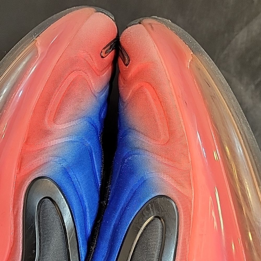 NIKE AIR MAX 720 GS BLACK RACER BLUE LACE-UP CLOSURE SNEAKER G1 - Picture 9 of 15